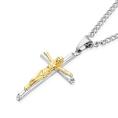 Men's Polished Crucifix Cross Stainless Steel Necklace