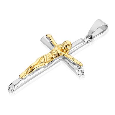 Men's Polished Crucifix Cross Stainless Steel Necklace