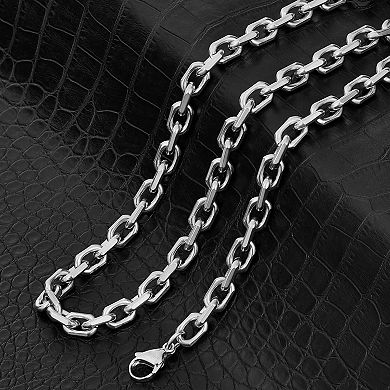 Invicta Jewelry Men's Beveled Edge Rectangular Link Chain Necklace