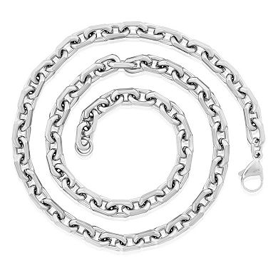 Invicta Jewelry Men's Beveled Edge Rectangular Link Chain Necklace