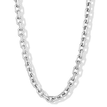 Invicta Jewelry Men's Beveled Edge Rectangular Link Chain Necklace