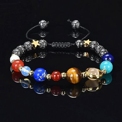 Solar System Natural Stone Bead Adjustable Shocker Tie Bracelet