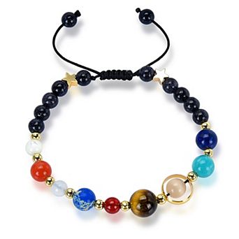 Solar System Natural Stone Bead Adjustable Shocker Tie Bracelet