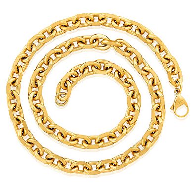 Invicta Jewelry Men's Knife Edge Oval Link Chain Necklace