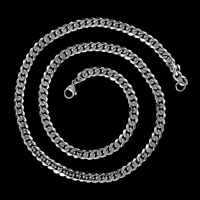 Men's Polished Beveled Cuban Curb Link Chain Steel Necklace (6mm) - 24"