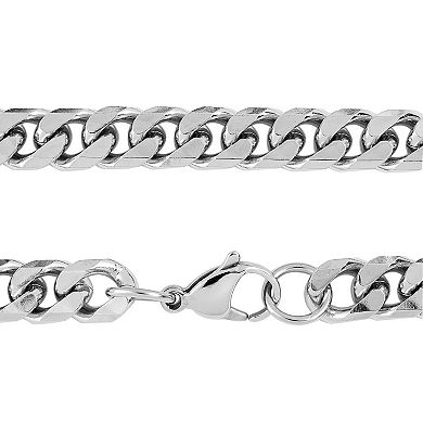 Men's Polished Beveled Cuban Curb Link Chain Steel Necklace (6mm) - 24"