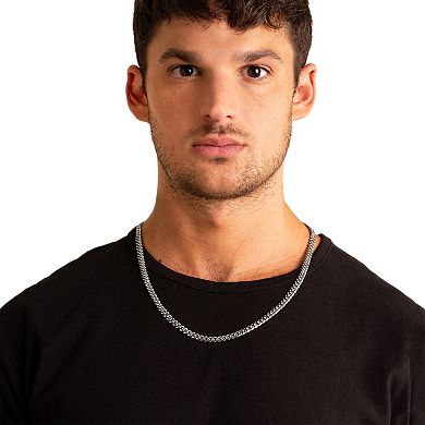 Men's Polished Beveled Cuban Curb Link Chain Steel Necklace (6mm) - 24"