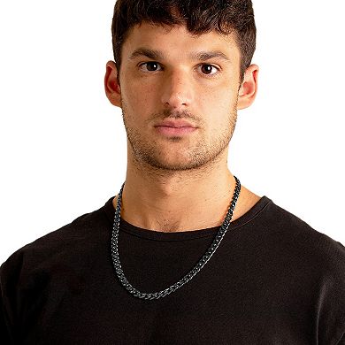 Men's Polished Curb Chain Black Plated Steel Necklace (9mm) - 24"