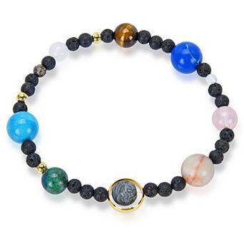 ELYA Women's Solar System Natural Stone Stretch Bracelet