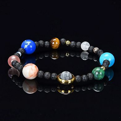ELYA Women's Solar System Natural Stone Stretch Bracelet