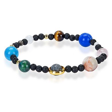 ELYA Women's Solar System Natural Stone Stretch Bracelet