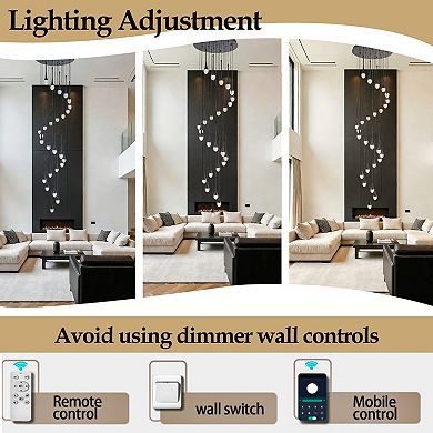 Modern 26-Light Aluminum Crystal LED Staircase Chandelier