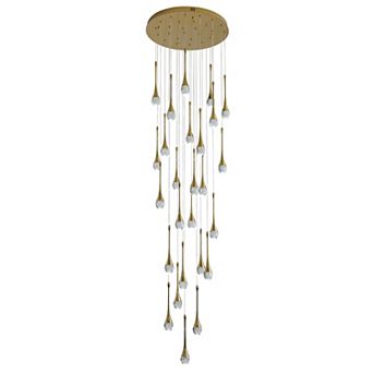 Modern 26-Light Aluminum Crystal LED Staircase Chandelier