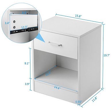 2-Piece Nightstands with Drawer Storage