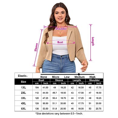 Women's Plus Size Round Neck Open Front Blazer Jacket