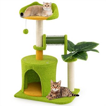 Palm Tree Cat Tower with Self-Groomer, Scratching Posts