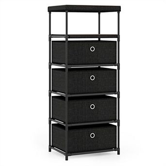 4-Drawer Fabric Storage Cabinet with Wood Top, Metal Frame