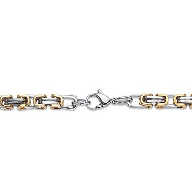 Men's Triple Layer Cross Necklace Two-tone Gold Ion-Plated Stainless Steel 24"