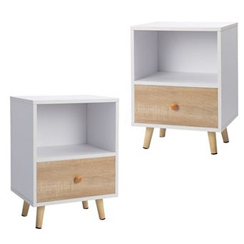 Set of 2 Modern Bedside Cupboards with Drawer and Shelf