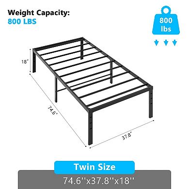 Simple Basic 18-Inch Metal Platform Bed Frame with Storage