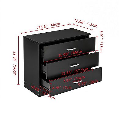 Modern Simple 3-Drawer Nightstand Table Dresser