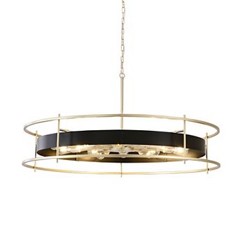 BAOURE Modern Black And Gold Metal 47.99-Inch 16-Light Round Indoor Ceiling Chandelier