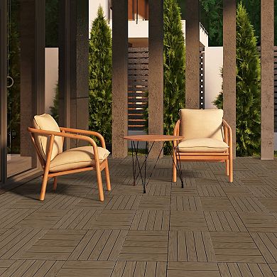 Interlocking Waterproof Deck Tiles, 27-Piece Set for Indoor, Outdoor Use