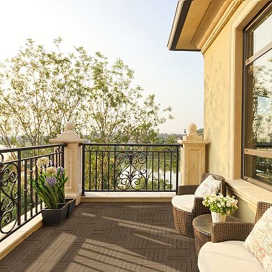 Interlocking Waterproof Deck Tiles, 27-Piece Set for Indoor, Outdoor Use