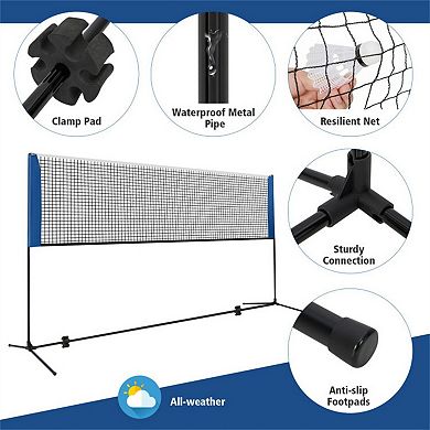 Multi-Sport Adjustable Net Set for Badminton, Volleyball