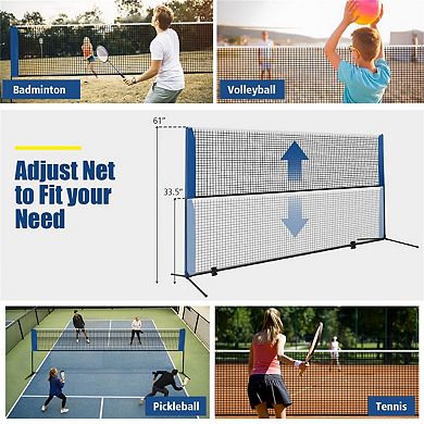 Multi-Sport Adjustable Net Set for Badminton, Volleyball