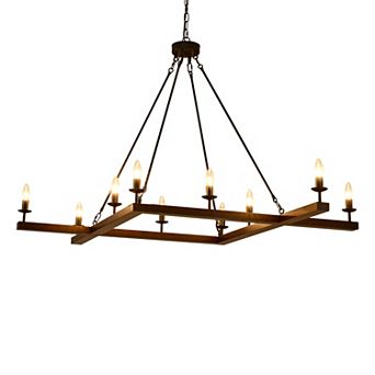 Beautiful Large 10-Light Rustic Farmhouse Wood Chandelier for Dining Rooms and Foyers