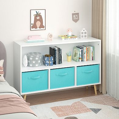Kids Bookcase with Fabric Drawers and Toy Storage Organizer