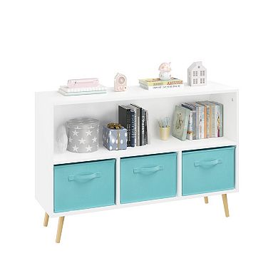Kids Bookcase with Fabric Drawers and Toy Storage Organizer