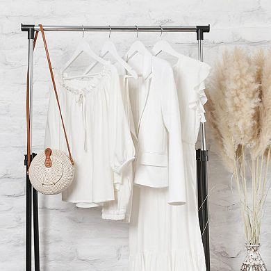 Double Rod Rolling Garment Rack with Lockable Wheels