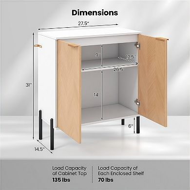 Elegant 2-Door Buffet Cabinet with Metal Legs and Anti-Tip Design