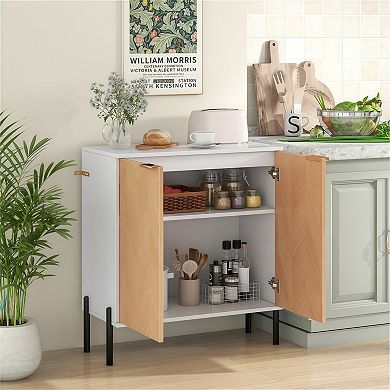 Elegant 2-Door Buffet Cabinet with Metal Legs and Anti-Tip Design