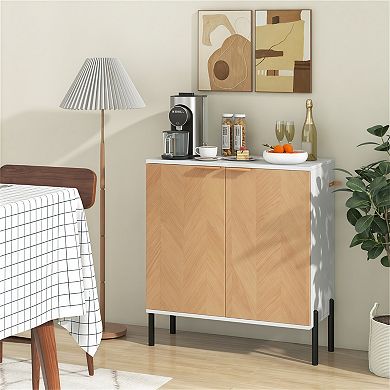 Elegant 2-Door Buffet Cabinet with Metal Legs and Anti-Tip Design