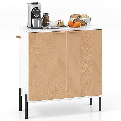 Elegant 2-Door Buffet Cabinet with Metal Legs and Anti-Tip Design