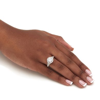 2.86 TCW Round Cubic Zirconia Platinum-Plated Sterling Silver Engagement Ring