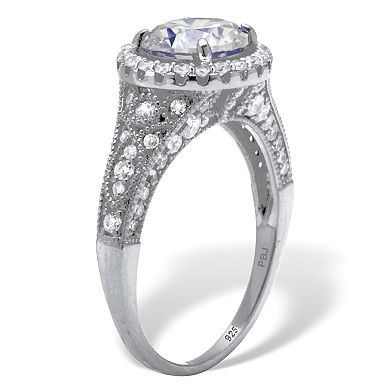2.86 TCW Round Cubic Zirconia Platinum-Plated Sterling Silver Engagement Ring