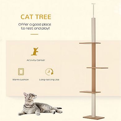 Cat Tower with Adjustable Height, Carpeted Scratching Pillar and Jump Platforms