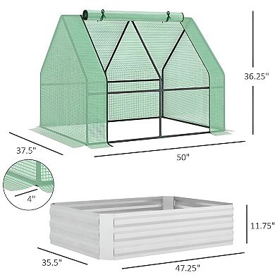 Backyard Raised Planter Box with Greenhouse Cover for Vegetables and Herbs