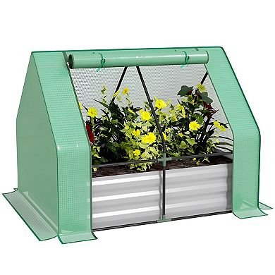 Backyard Raised Planter Box with Greenhouse Cover for Vegetables and Herbs
