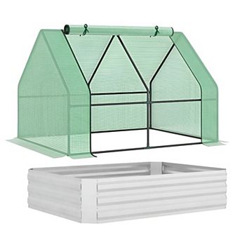 Backyard Raised Planter Box with Greenhouse Cover for Vegetables and Herbs