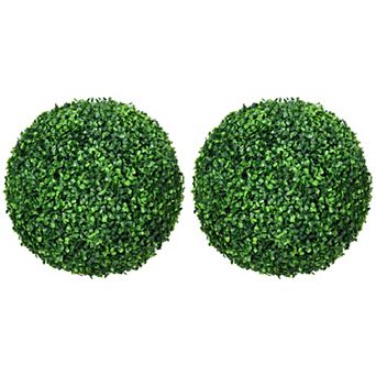Artificial Boxwood Topiary Ball Set of 2, Lifelike Greenery for Indoor Outdoor Use