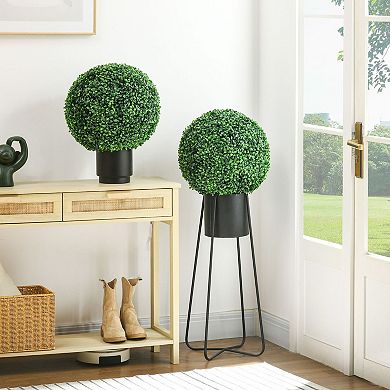 Artificial Boxwood Topiary Ball Set of 2, Lifelike Greenery for Indoor Outdoor Use