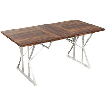 Extendable Rectangular Dining Table with Vintage Wood Top, Home or Office