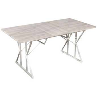 Extendable Rectangular Dining Table with Vintage Wood Top, Home or Office