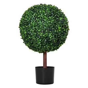 Artificial Boxwood Plant Faux Greenery Tree with Pot for Indoor Outdoor Décor