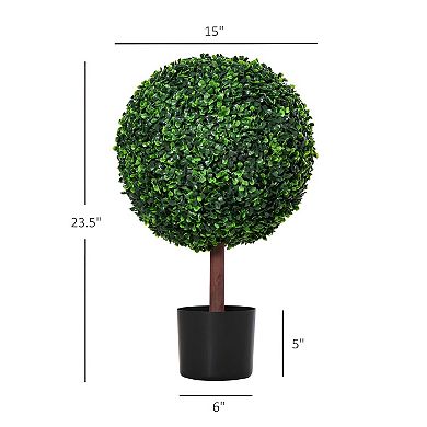 Artificial Boxwood Plant Faux Greenery Tree with Pot for Indoor Outdoor Décor